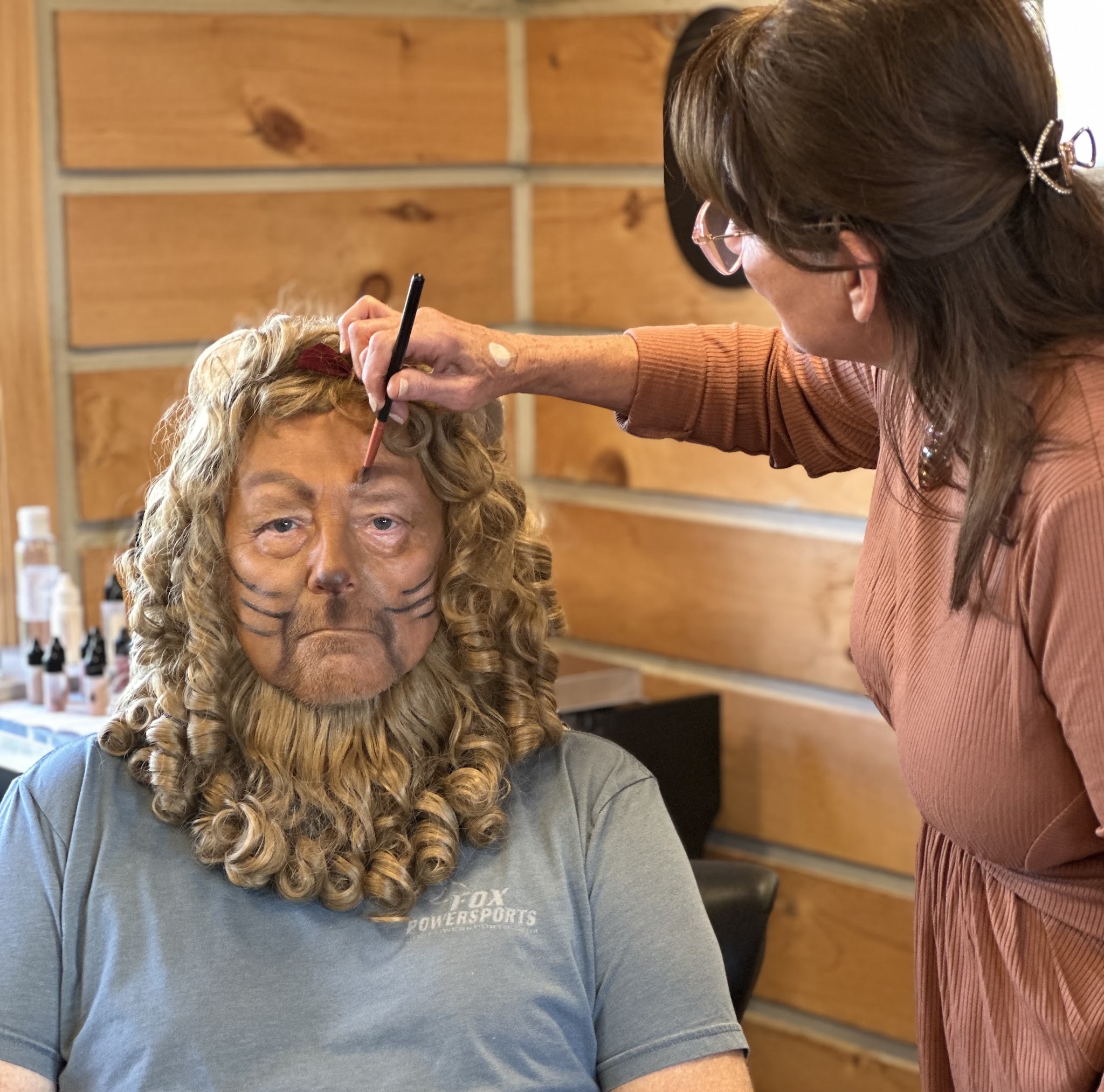 Theatrical makeup in progress